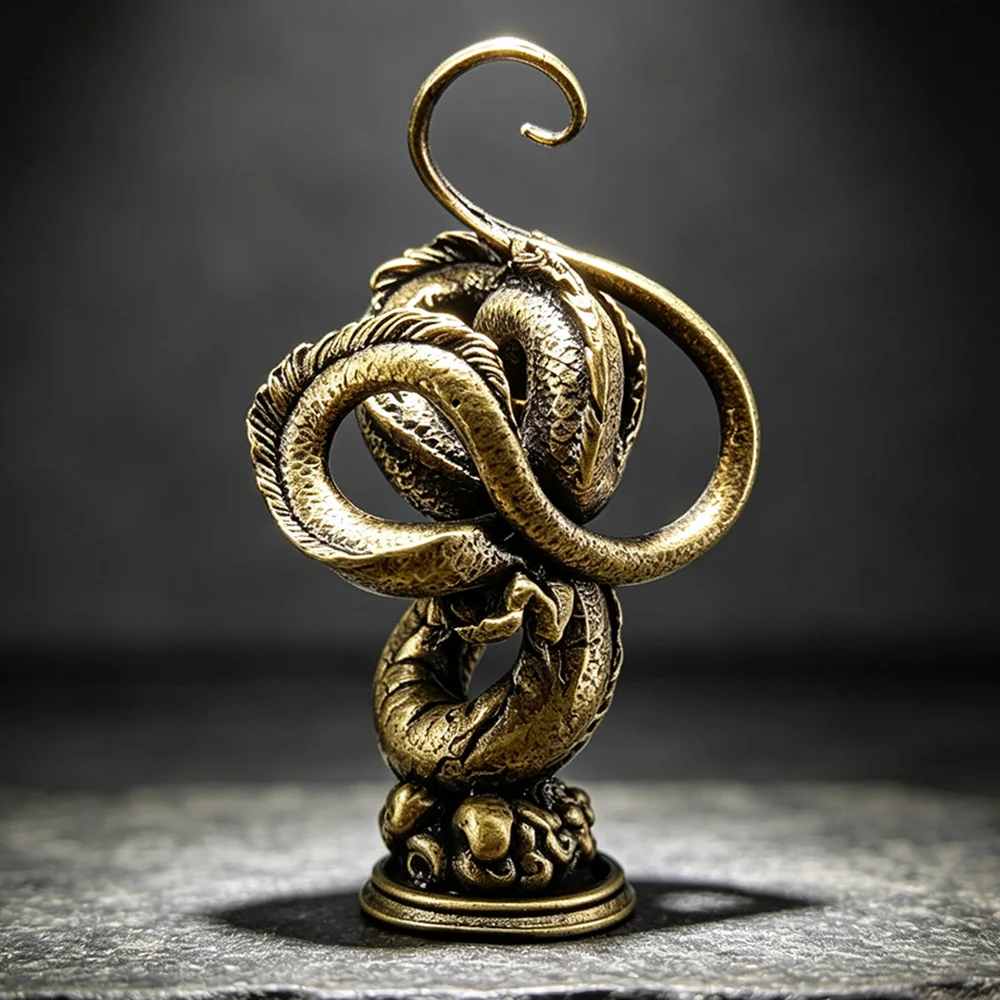 Copper Ornament Five‑clawed Dragon Chinese Loong Brass Figurine Miniature Sculpture Decoration Craft Gift