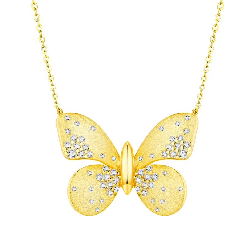 

ZFSILVER классическое роскошное ожерелье с золотой бабочкой из муассанита s925, серебро для подвесок, женские модные вечерние ювелирные изделия, подарок N15953-Y-BH