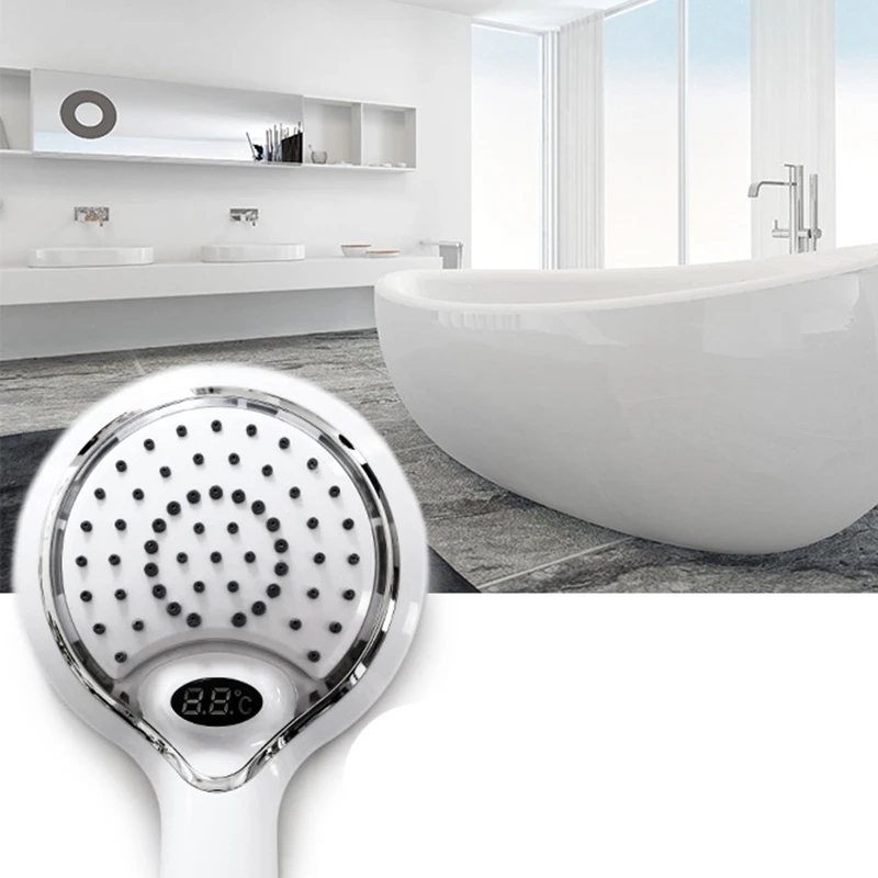 TKOH-Led Hand Shower Head, 3 สี Led หัวฝักบัวพร้อมจอแสดงผลอุณหภูมิแบบดิจิตอล, หัวฝักบัวไฮดรอลิก Lcd