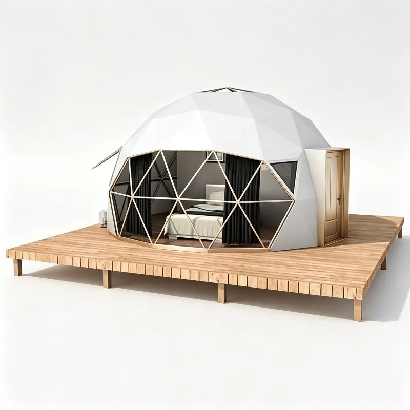 Glass Cloche Hotel Glamping Dome House Garden Transparent Dome Hotel Star Capsule Room Garden Starry Sky Pod Bubble Tents Rooms