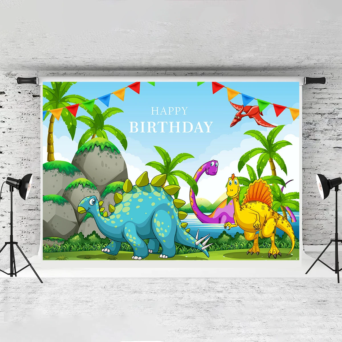 Dinosaur Egg Theme Backdrop Happy Birthday Children Photography Room Decoration Welcome Banner Pterosaur Volcano Roar Jurassic