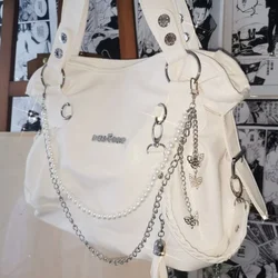 MBTI-Sac à main Goth Pearl EquiFashion pour femme, Sac fourre-tout blanc, Esthétique, Grande capacité, Designer, Original, Y2k, 03 initié