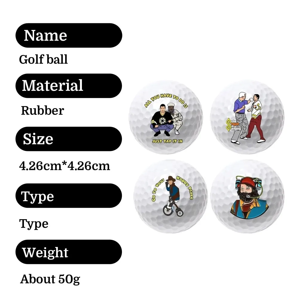 4 قطع من كرات الجولف بتصميم ممتع مكون من طبقتين وبطانة مطاطية للرجال هدية للاعبي الجولف للتدريب اليومي وإكسسوارات كرات الجولف