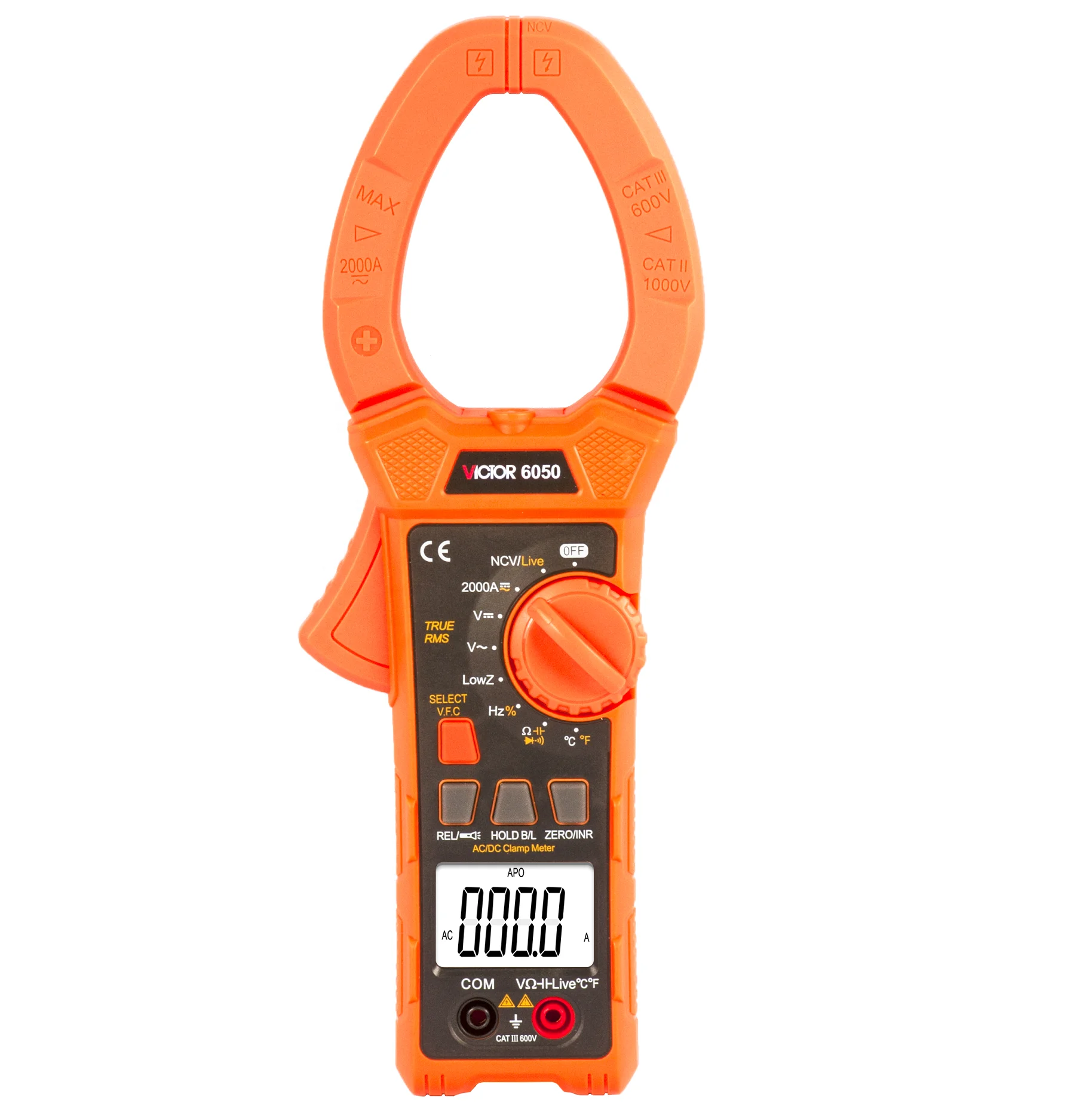 

VICTOR 6050 True RMS Цифровые клещи 5999 отсчетов ЖК-дисплей Автоматический диапазон 1000 В 2000 А Мультиметр переменного и постоянного тока с большим напряжением тока