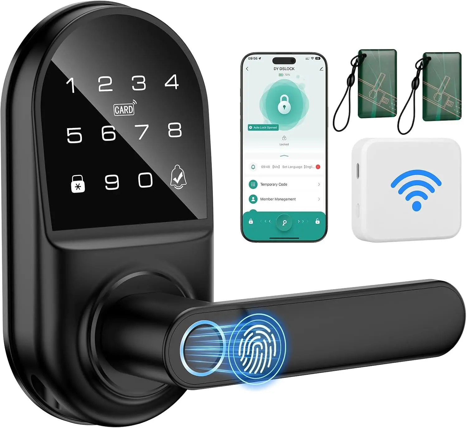 

Smart Keyless Entry Door Lock with Fingerprint, App Control, Built-in Doorbell for Home Security