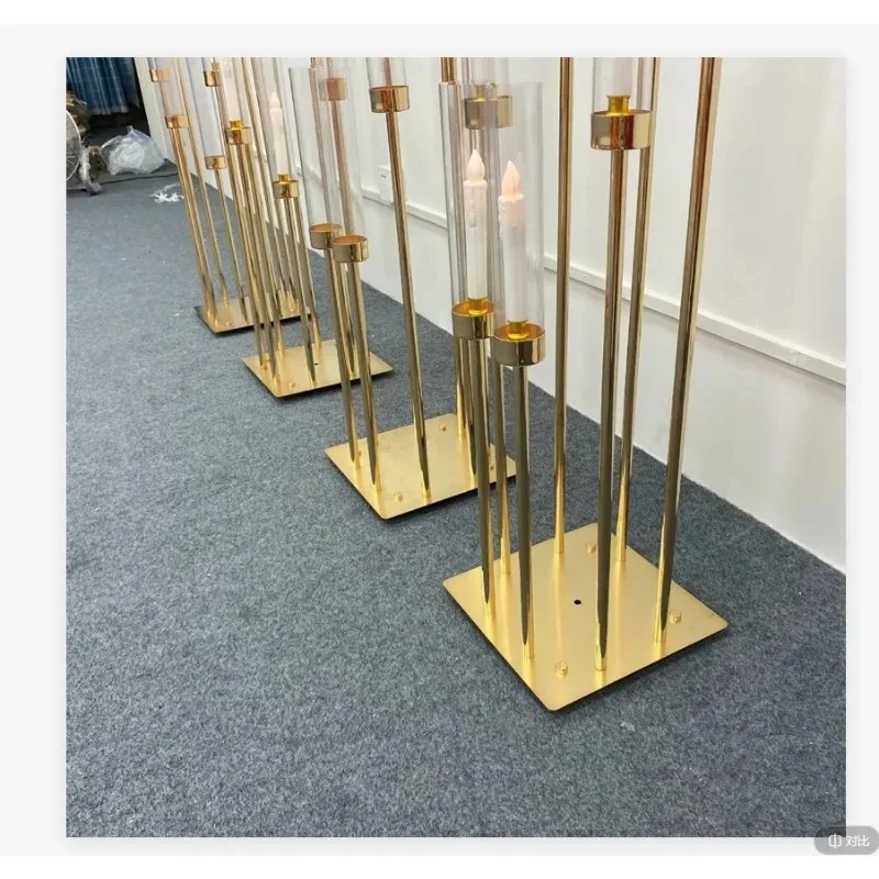 

2/5/10pcs 8 Heads Metal Candelabra Candle Holders Road Lead Table Centerpiece Gold Candelabrum Stand Pillar Candlestick wedding