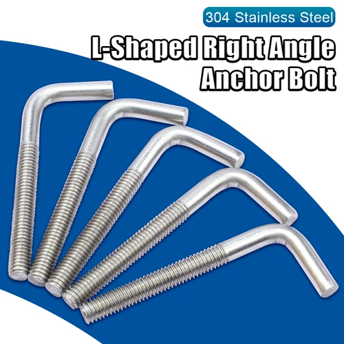 Imagen 2 del producto NINDEJIN 1-10 Uds 7/tornillo de anclaje de ángulo recto en forma de L M4 M5 M6 M8 M10 M12 304 tornillo de ángulo recto de acero inoxidable
