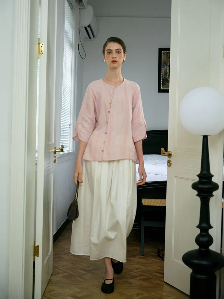 

Оригинальный дизайн CSYH: Китайская льняная женская рубашка свободного кроя с асимметричным подолом, тонкая, летняя, для чайной церемонии