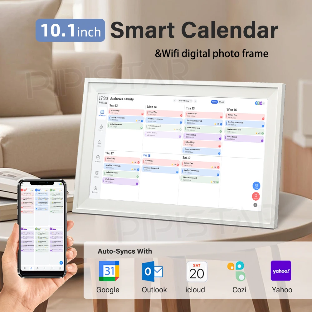 10.1-inch WIFI Smart Digital Calendar IPS High-Definition Touch Screen Smart Home Planner Digital Photo Frame