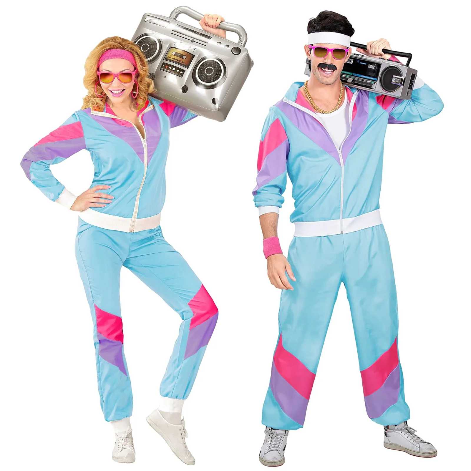 

Couples Hippie Costumes Women Male Carnival Halloween 70s 80s Retro Rock Disco Sportswear Cosplay Party Performance Costumes