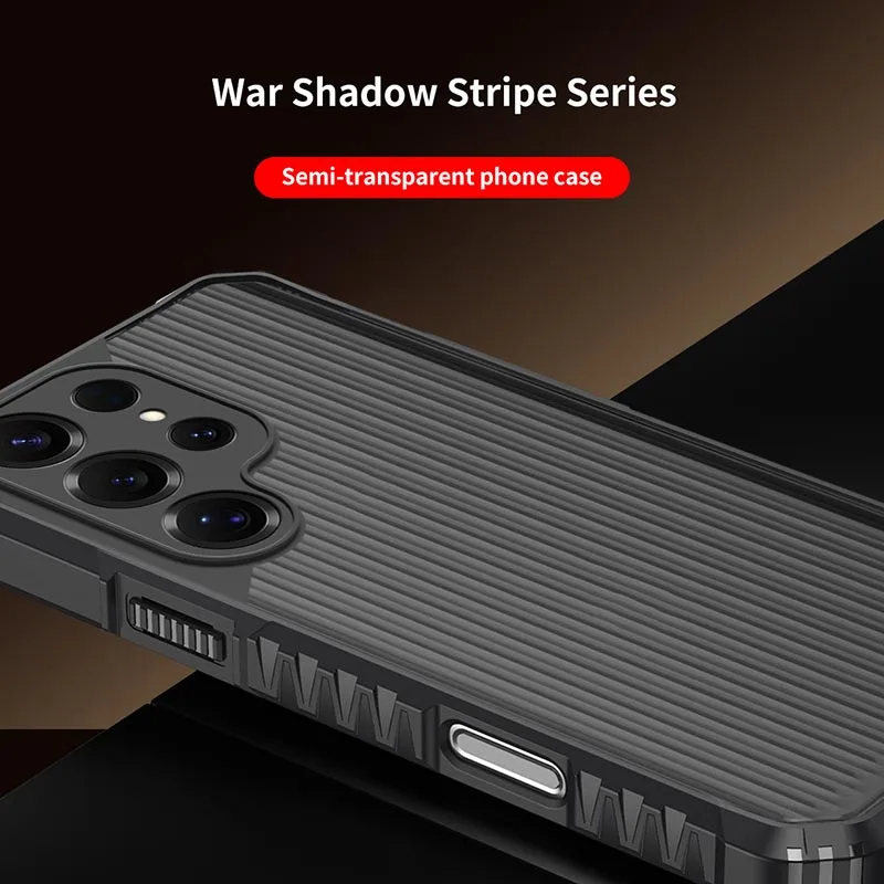 حافظة لهاتف سامسونج جالاكسي S25 S24 S23 Plus S22 Ultra S21 S20 FE، غطاء خلفي فاخر بشريط عمودي فائق الحماية