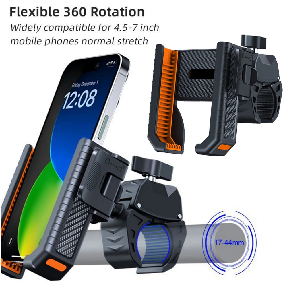 

Motorcycle Phone Holder Half Enclosure Design Universal Bike Bicycle Phone Mount Quick Lock For iPhone 4.5"-7" Phones