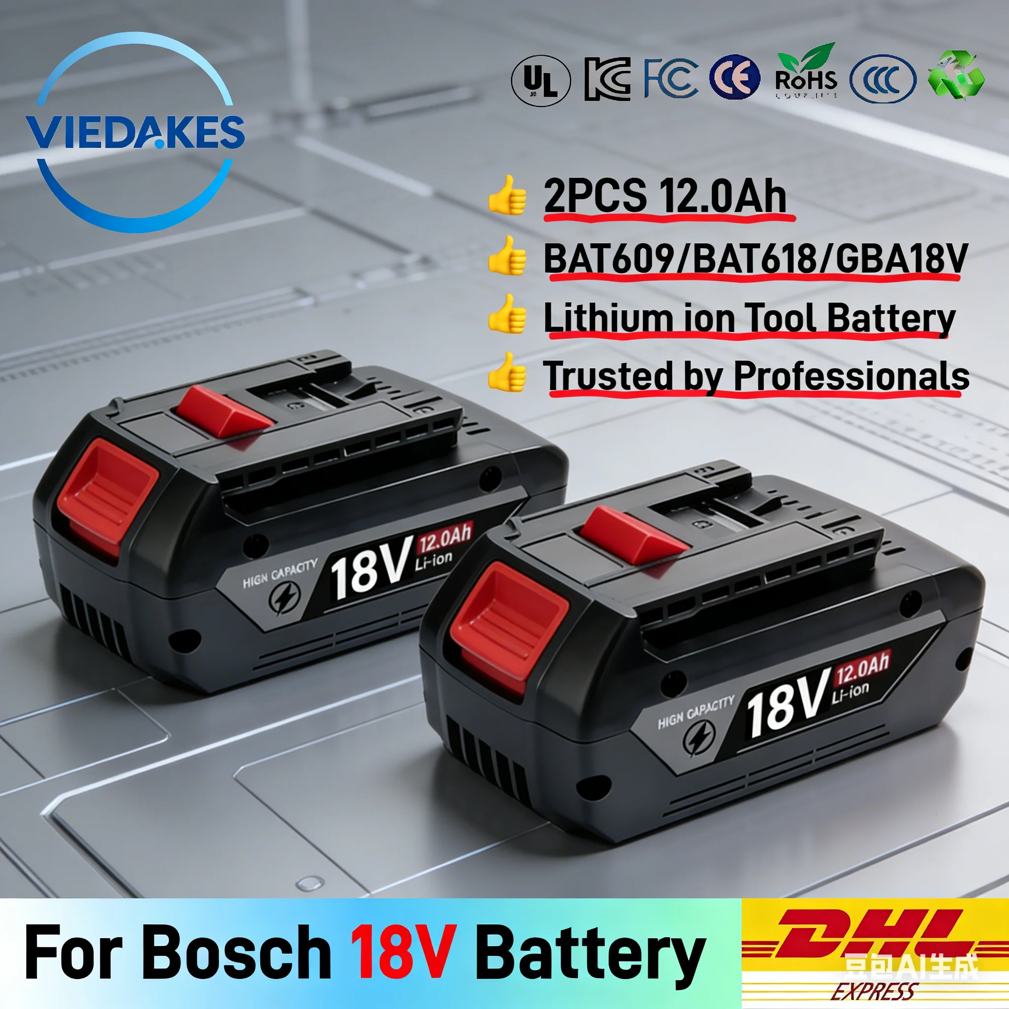 

18V 12000mAh for Bosch BAT618 Battery Professional GBA GBH GSR GSB BAT620 BAT609G BAT614 Electric Drill Replacement Batter