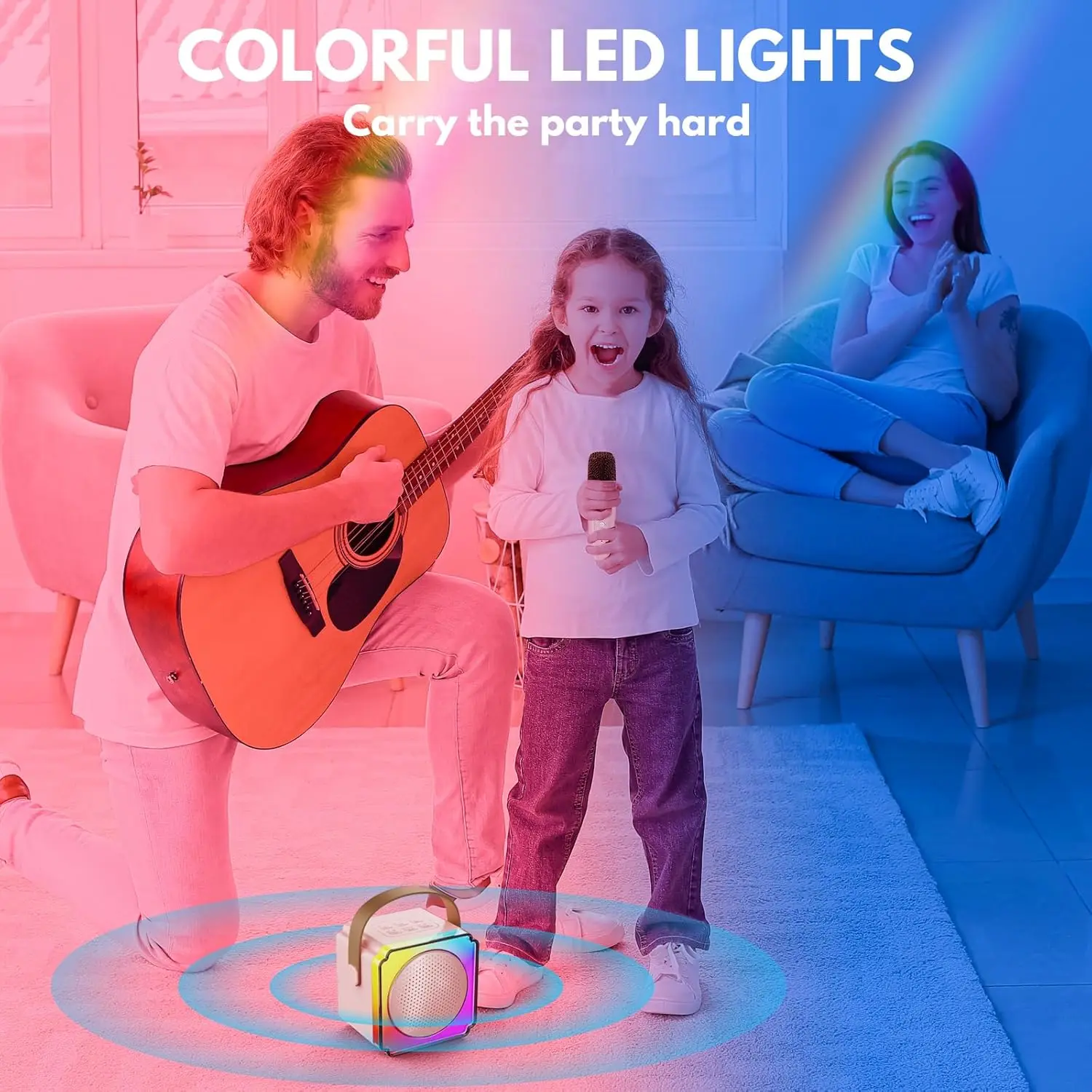 Macchina per karaoke per bambini Altoparlante Bluetooth portatile con microfoni wireless Regali per feste di famiglia di compleanno per ragazze e ragazzi