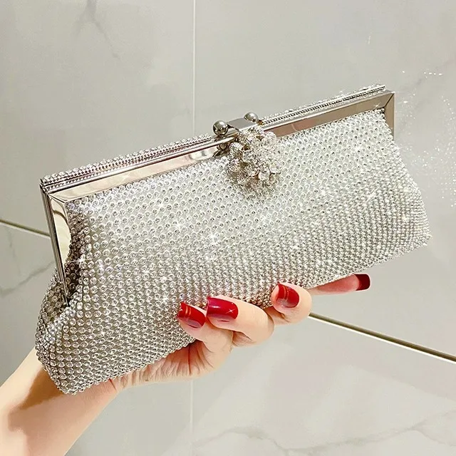 

Handmade Diamond Embedded Evening Bag Faionable Women's Clutch Name Lady Bag Handbag Sli Small Size Pure Color