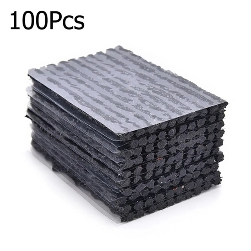 

100Pcs Car Tubeless Tire Repair Stick Flexible Seal Strip 100x3.5mm Black Quick Puncture Fix Wheel Tape Tool Car Seal Strip