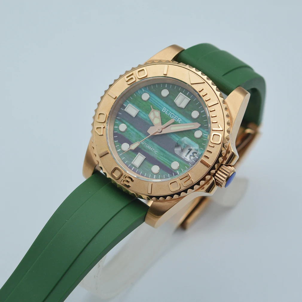 

40mm BLIGER NH35 Automatic Movement Men's Watch Green sterile Dial Luminous waterproof Sapphire Glass Stainless Steel watch