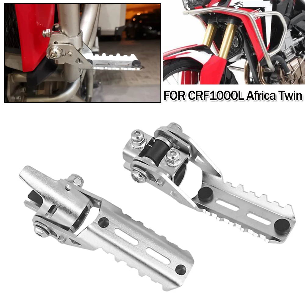 Motorcycle Front Driver Highway Footrest Folding Footpeg Clamps 22-25mm For Honda CRF1000L Africa Twin X-ADV For Tiger For BMW