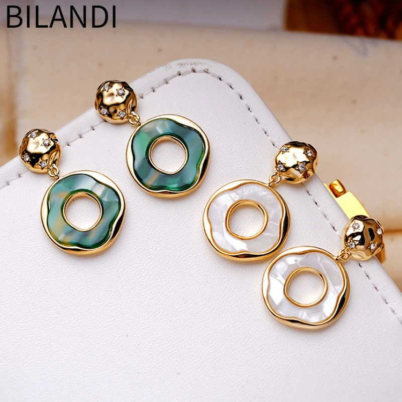 Bilandi Trendy Jewelry 925 Silver Needle Geometric Resin Drop Earrings For Women Female Accessories Party Gift Dropshipping