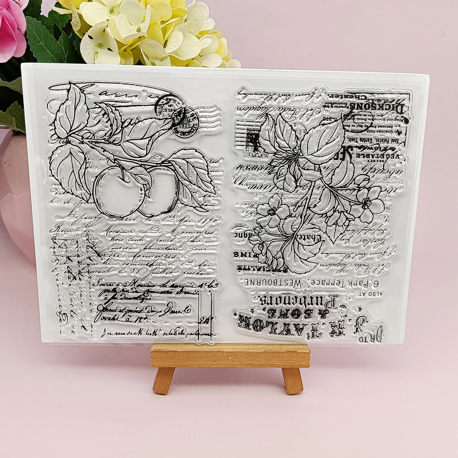 1 Stück Wildblumen-Poststempel, transparenter Stempel, Silikon, wiederverwendbare Stempel für Papierhandwerk, handgefertigte Kartenherstellung, DIY-Grußkarten