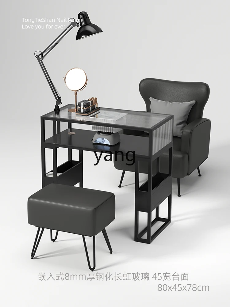 Yhl Nail Glass Large Table Vacuum Cleaner Manicure Black for Nail Beauty Shop and Chair Suit