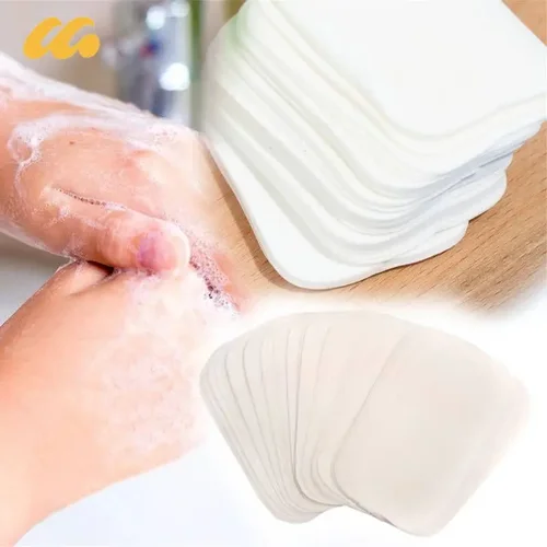 여행용 휴대용 비누 종이, 손 세척, 청소 비누 종이, 일회용 향기 조각, 거품 세척, 손 목욕, 20-100 개