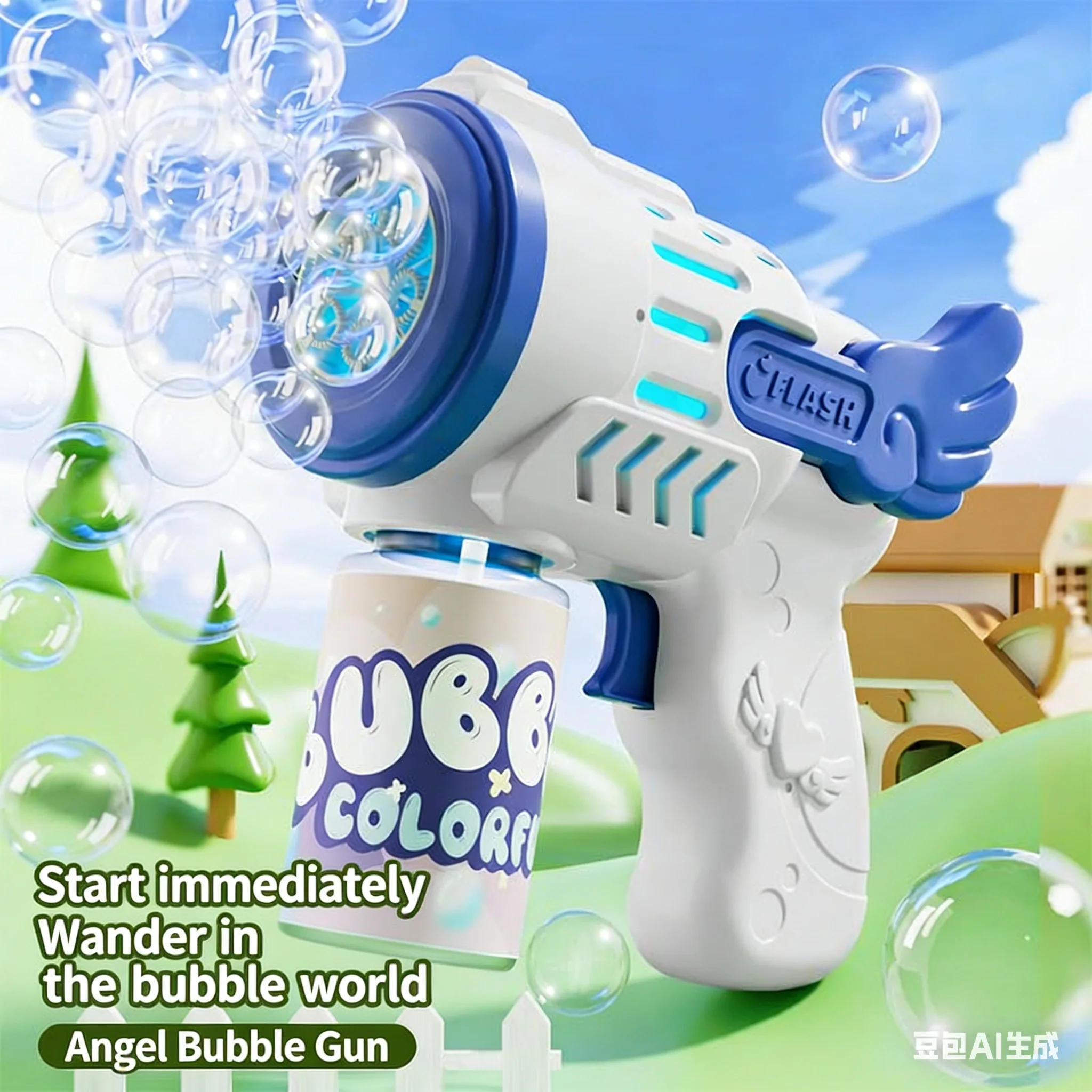 Vollautomatische Seifenblasenpistole Raketen-Seifenblasenmaschine Automatischer Blasenmacher mit Seifenblasenflüssigkeit Spielzeug für Kinder Strand Outdoor Seifenblasengeschenke – Detail 7