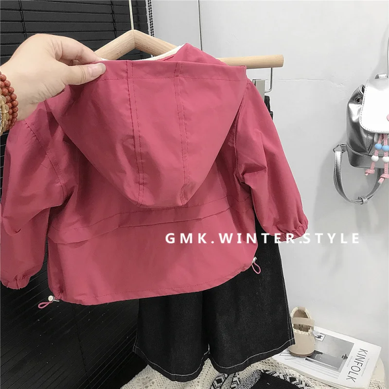 

Girls' Jacket Spring and Autumn New Fashionable Loose Fleece Jacket for Kids Stylish Versatile Hooded Jacket for Girls