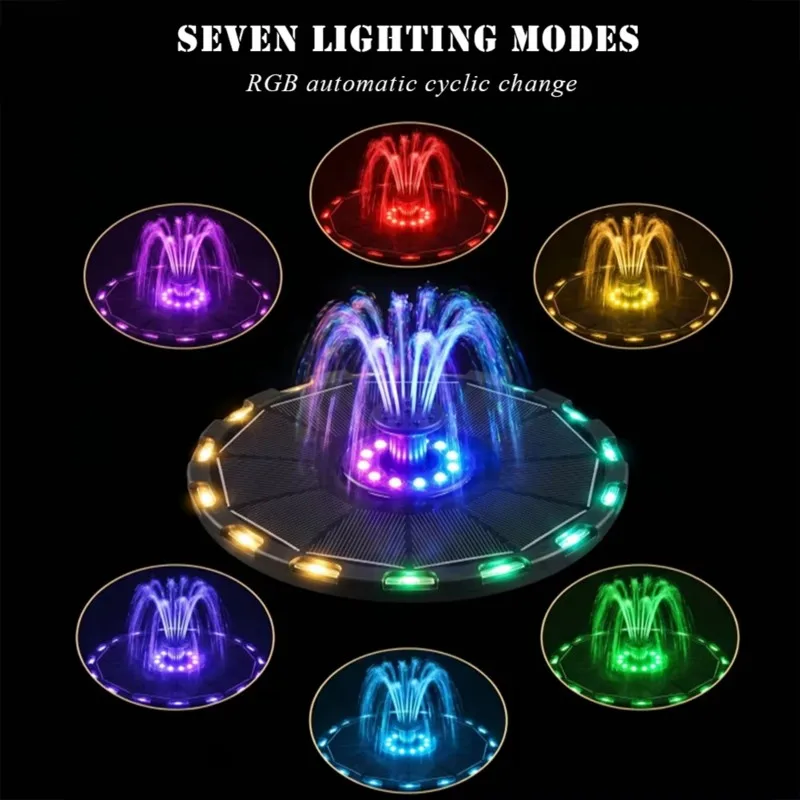 AAAN-Solar Fountain Pump Kit 3.5W Outdoor For Garden Water Indoor Pond Solar Fountain 7 Color Lights Bird Bath