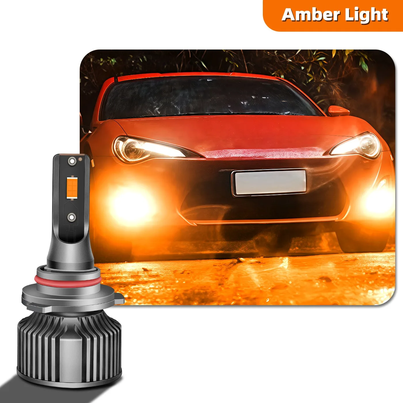 

H8 H9 H11 H16 HB3 HB4 HIR2 LED Headlight Bulbs 12V 50W 2000K Amber Light for Cars Trucks