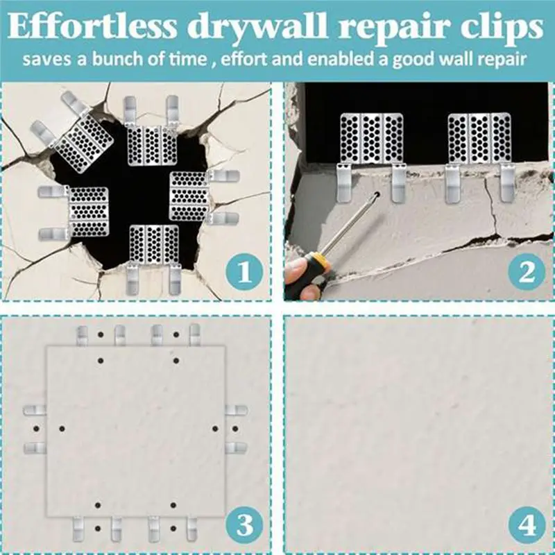 New Drywall Repair Clips(32Pcs), Wall Patch Clips With 64 Screws, Fits 1/2