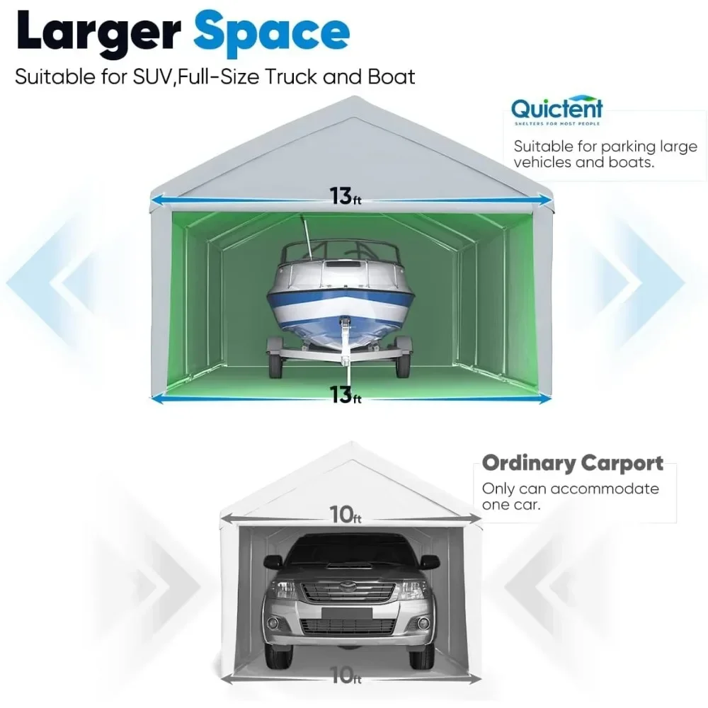 RapDuty Carport Car CanModifications Abri de bateau de voiture galvanisé avec parois latérales parfaites, poteaux supérieurs renforcés et barre de sol, 13 'x 20'