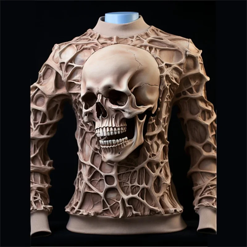 

Horror Skull Graphics Sweatshirt Fashion Spring Long Sleeve O Neck 3D Printed Hoodie Trend Streetwear Oversized Mens Pullovers