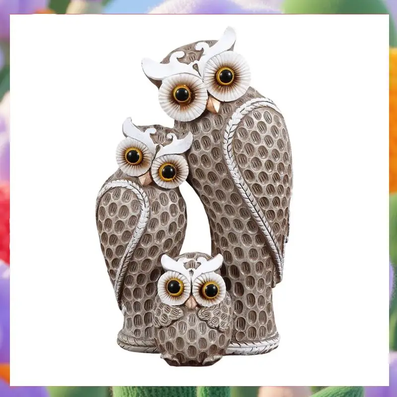 

Owl Decorative Statue Sculpture Shelf Decor Figurine Cute Family Of Three Owl Figurines Resin Bird Sculptures Owl Decor-ABXK