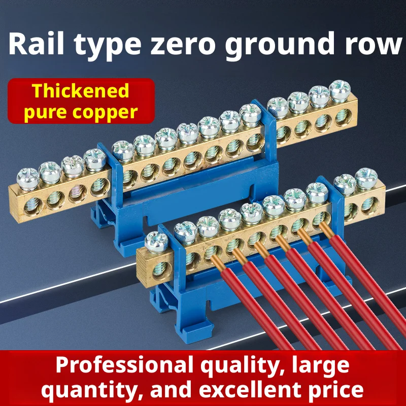 1pcs Copper Wiring Row Zero Strip Flame Connection Screws Ground Bridge Electrical Hole Neutral Wire Holder Brass Connector Bar