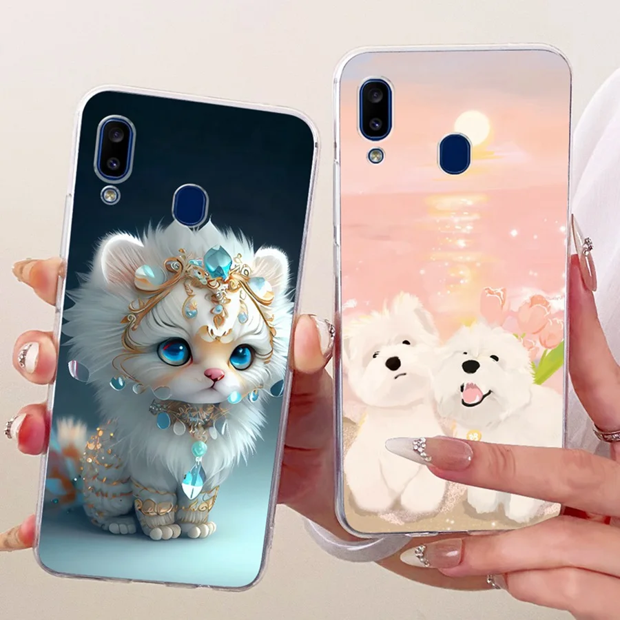 Case For Samsung Galaxy A20 A30 M10s Lovely Cat Protection  TPU Silicone Soft Cover For SamsungA20 A 30 SM-A305F Phone Couqe