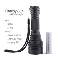 Convoy C8+ with luminus SST40 SFT40 ,copper DTP board and ar-coated inside,18650 flashlight with battery