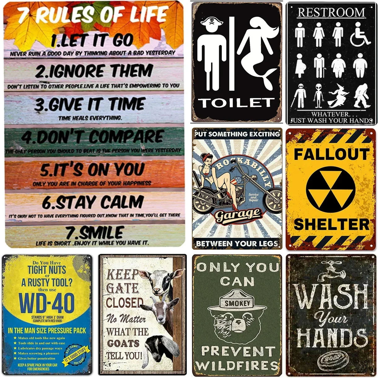 1PC Vintage Restroom Toilet 2D Iron Tin Sign - Retro Metal Painting for Man Cave, Bar, Cafe, Garden Wall Decor