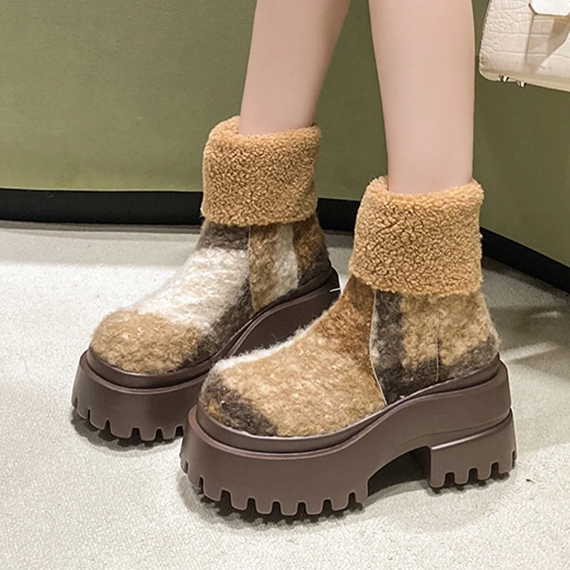 

High Heels Women's Ankle Boots Fashion Chunky Shoes Suede Luxury Winter Boots 2025 Designer New Dress Pumps Mujer Snow Botas