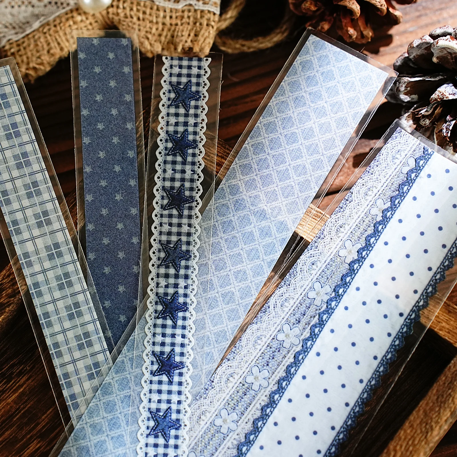 30pcs Handbook Lace Series Creative Retro Lace Ribbon Strip Stickers Scrapbook DIY Aesthetic Material Stationery Stickers