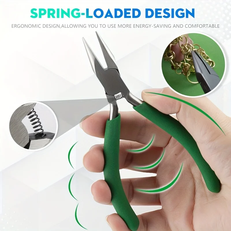 

1PC Flat Curved Nose Pliers Ring Looping Wire Looper Split DIY Ring Jewelry Making Six-segment Hand-wound Modeling Pliers