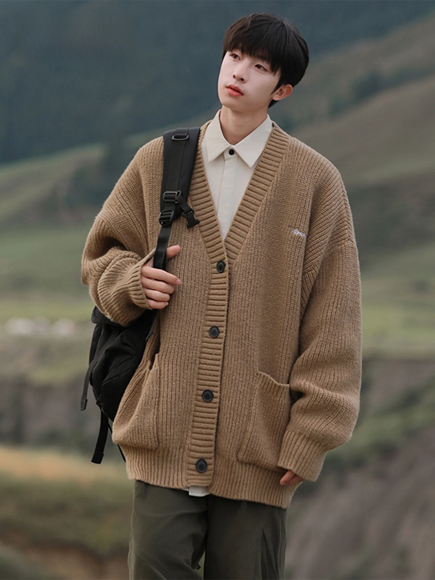 

Fat Brother Vintage Open Cardigan Sweater Men Lazy Autumn Winter plus Size Loose Trendy Knitwear Jaet Men's Clothing