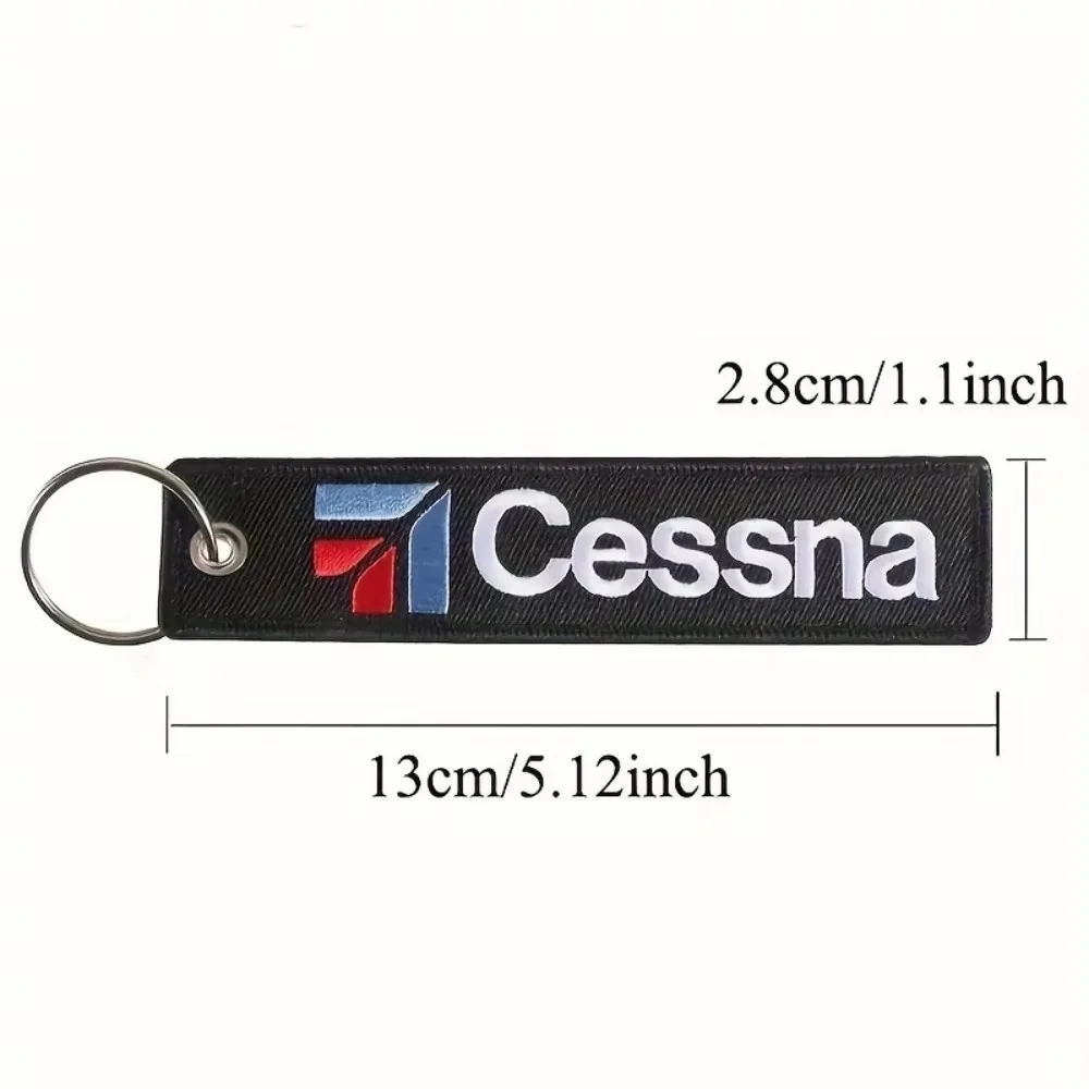4PCS Double-sided Text Embroidery Keychain CESSNA Aviation Flight Motorcycle and Car Keychains Accessories Backpack Luggage Tag view 4