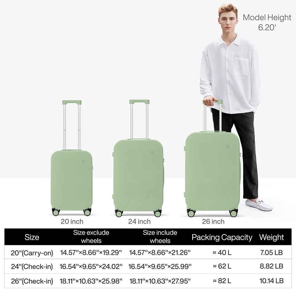 Mixi Patent Design Travel Luggage Women Men Suitcase On Wheels Spinner Trolley Case Bag 18\