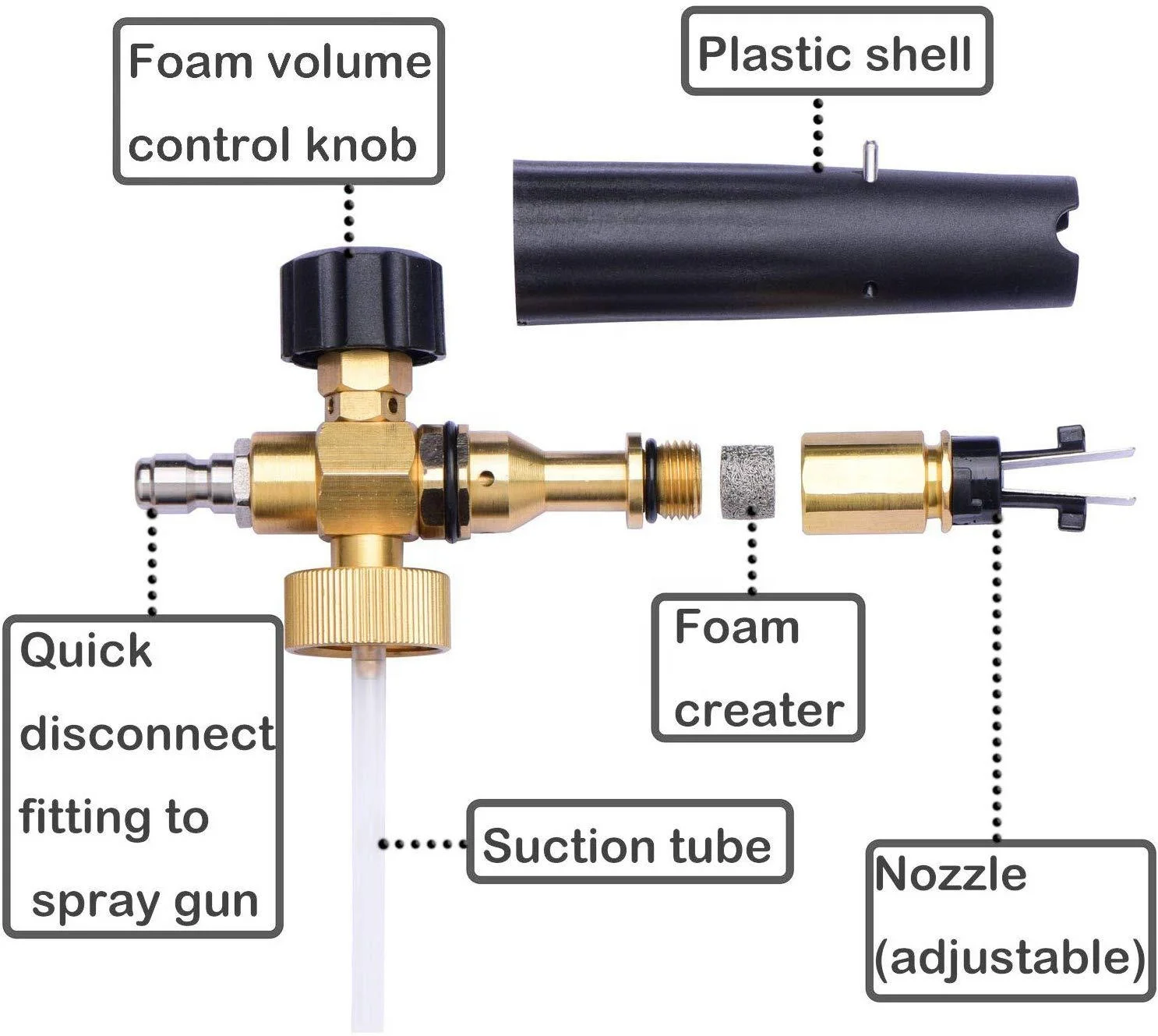 Car Cleaning Foam Gun 1/4 Quick Connector Adjustable 1L High Pressure Soap Foamer Foam Lance Car Washer