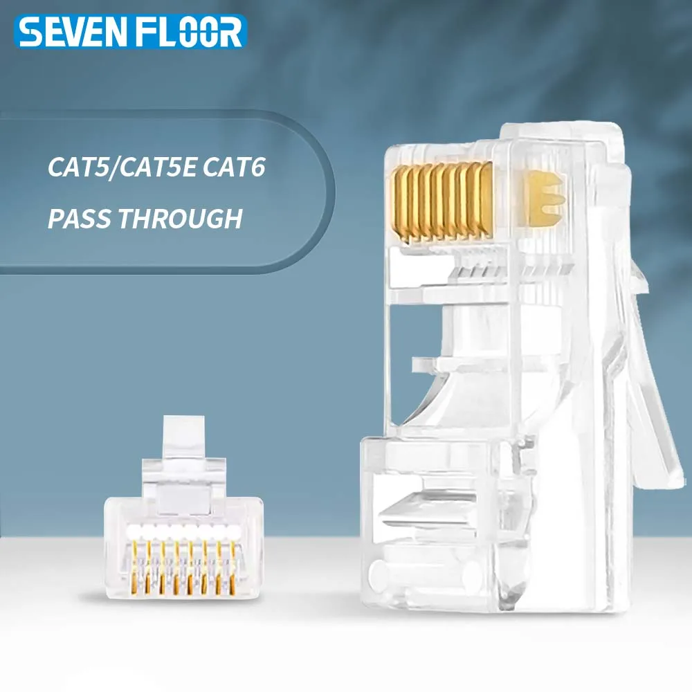 20/50/100pcs Cat6 Cat6e RJ45 Connector Module Plug 1000Mbps Ethernet Cables Adapter Gold Plated Network Crystal Heads