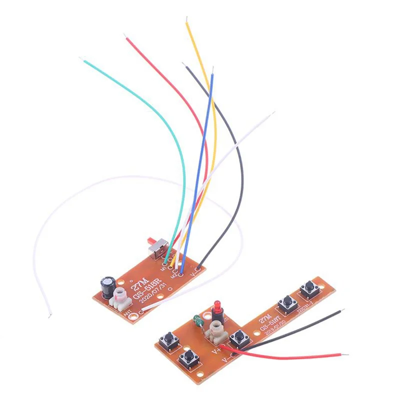

YSUN-2PCS 5CH RC Remote Control 27Mhz Circuit PCB Transmitter And Receiver Board Car Radio System Accessories 20-25M
