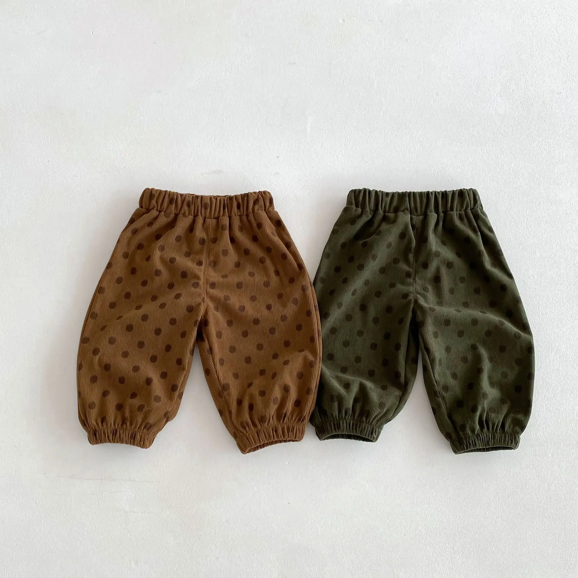 Children Boys Polka Dot Casual Jogger Pants 0-5Y Autumn Korean Children Boys Corduroy Pants Cotton Elastic Waist Boys Trousers