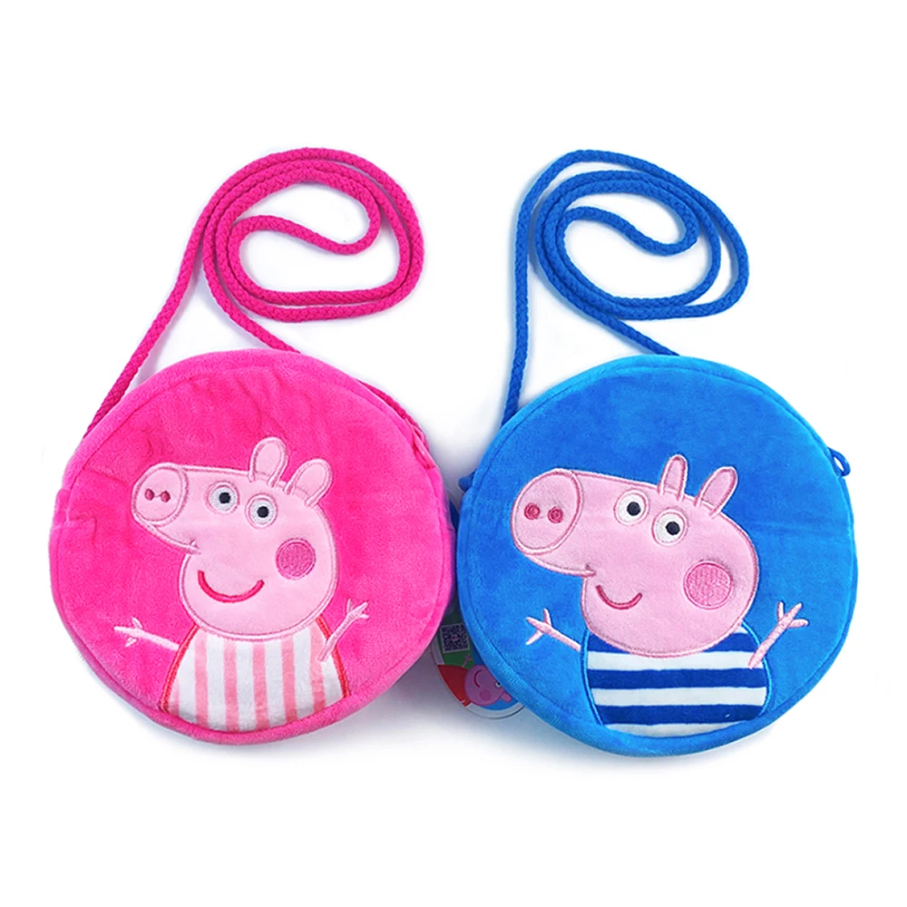 정품 페파피그 애니메이션 플러시 백 조지 페파 유치원 배낭 귀여운 만화 원형 숄더백 동전 지갑 어린이 선물