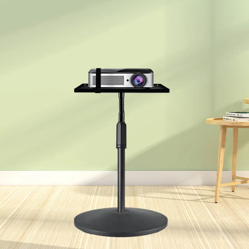 Carbon Steel Projector Stand with Tray 360° Stepless Height Adjustment Thickened Base Universal Floor Mount for Epson BenQ Home